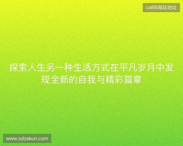 探索人生另一种生活方式在平凡岁月中发现全新的自我与精彩篇章